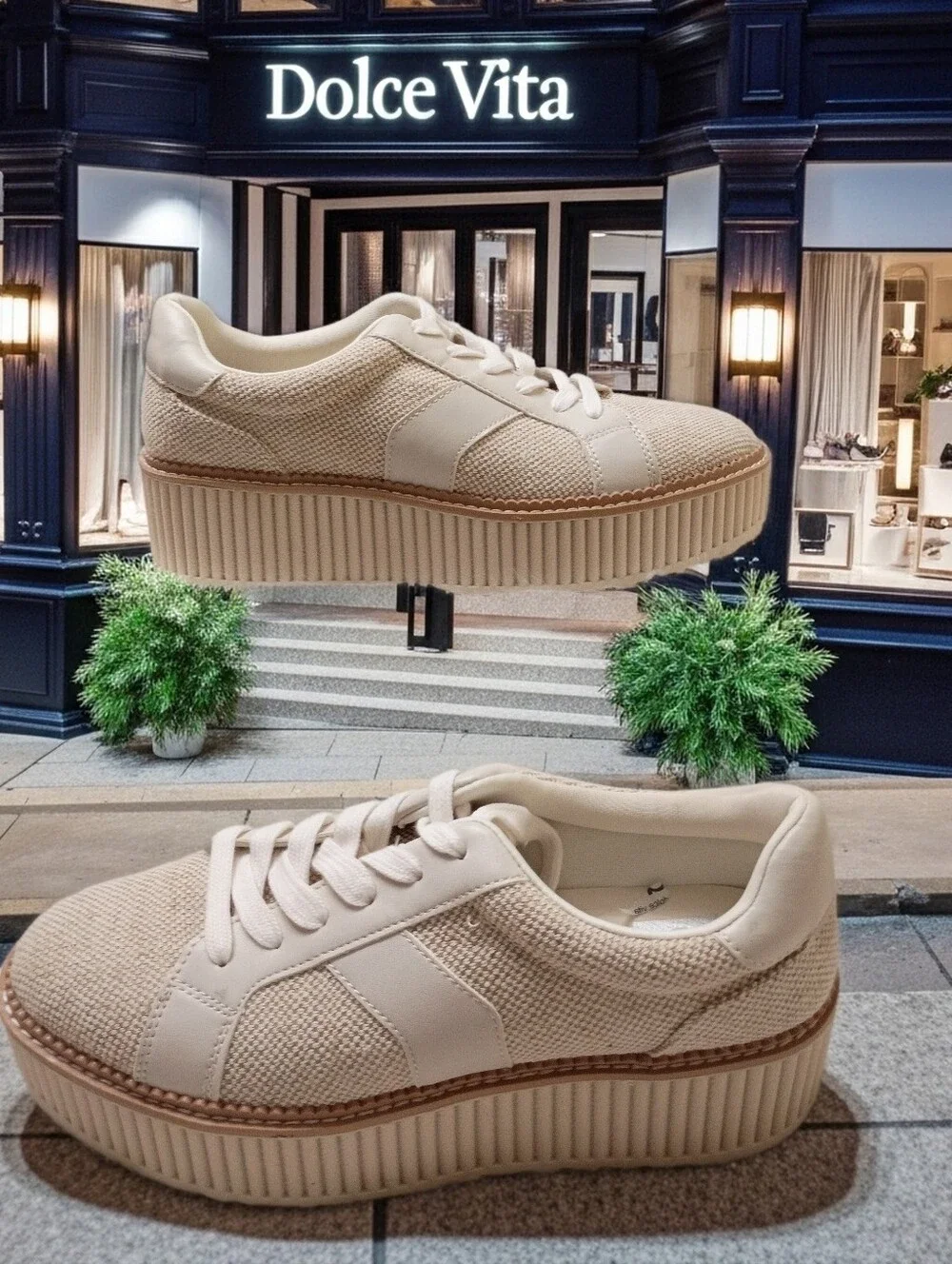 New Dolce Vita Cream Platform Sneakers Size 9.5
